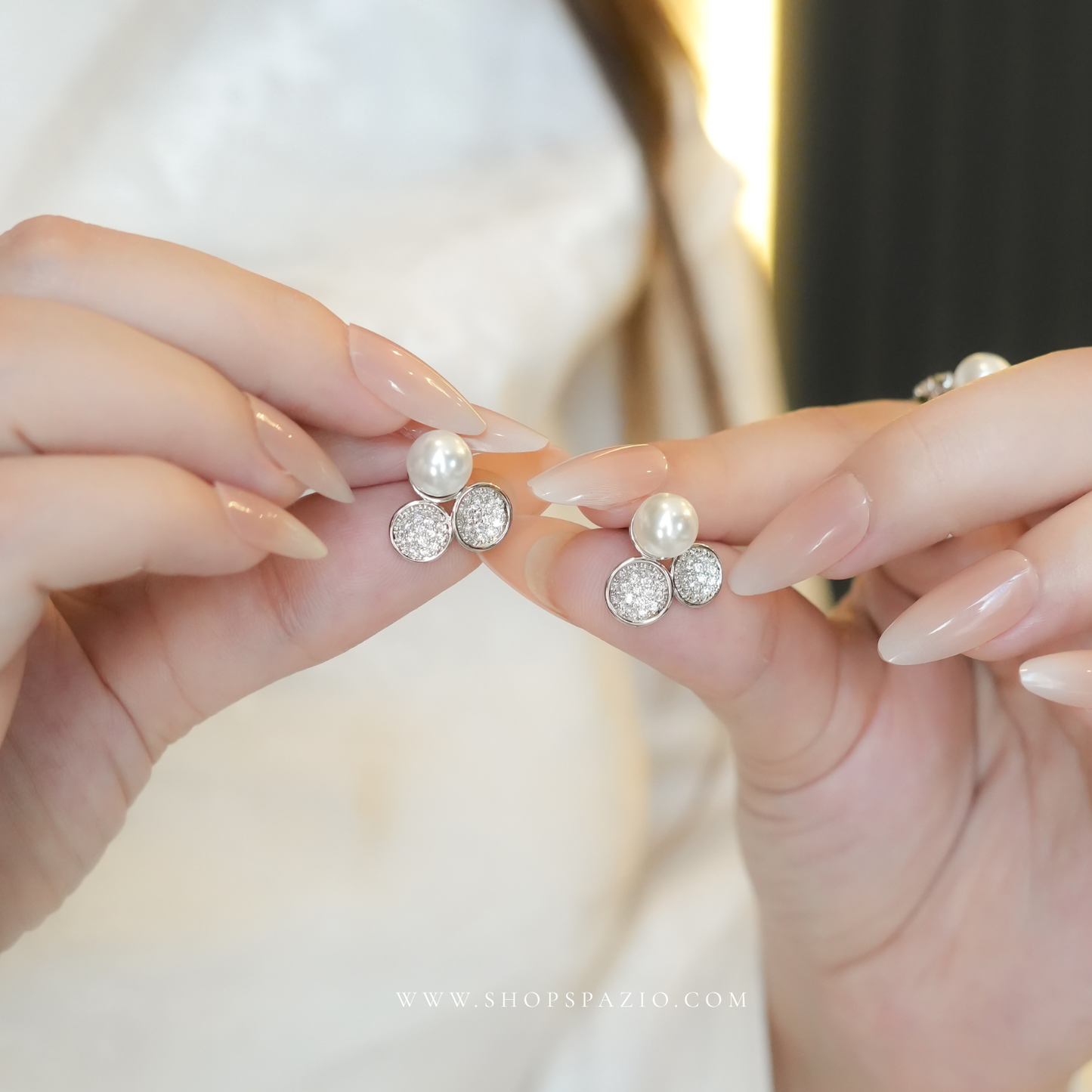 Trinity Pearl Triangle Studs