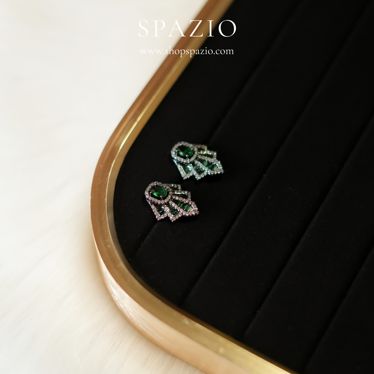 Emerald Noir Studs