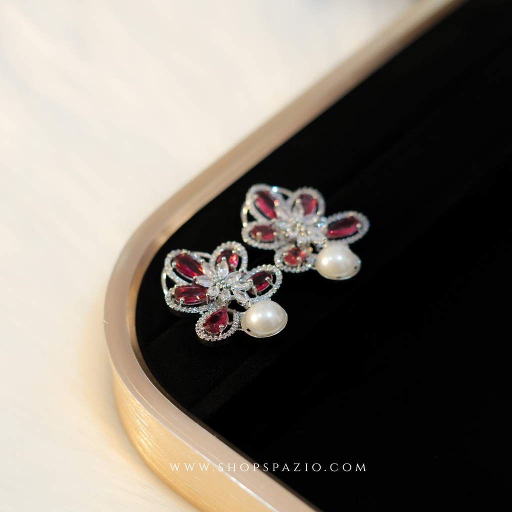 Petal Glow Earrings - Red