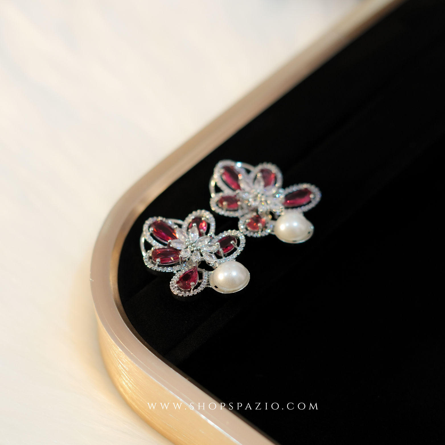 Petal Glow Earrings - Red