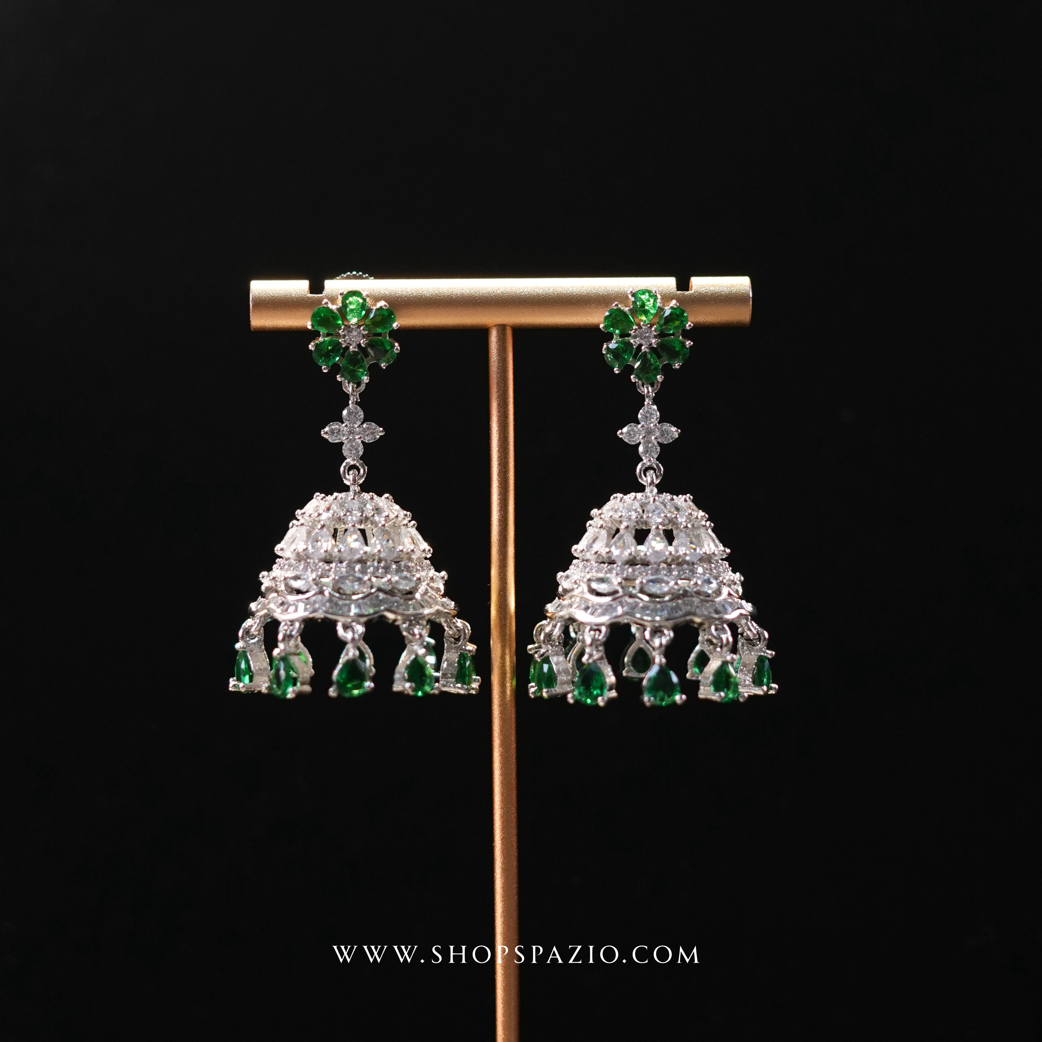 Noor Jhumki Earrings - Green