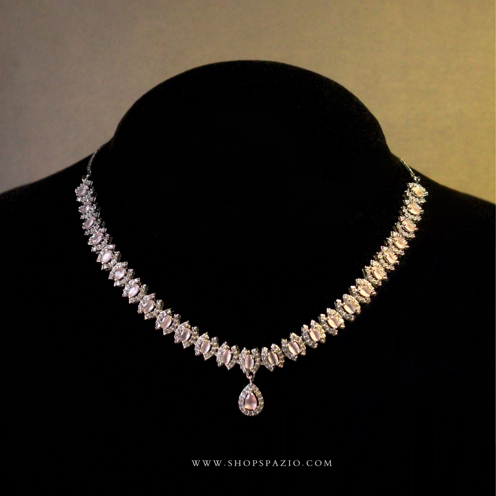 CZ Grace Necklace Set-Pink
