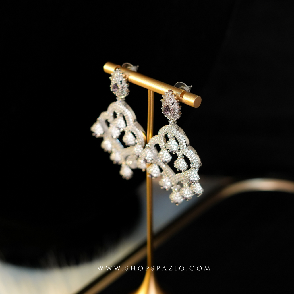 Zariya Chandbali Earrings - Purple