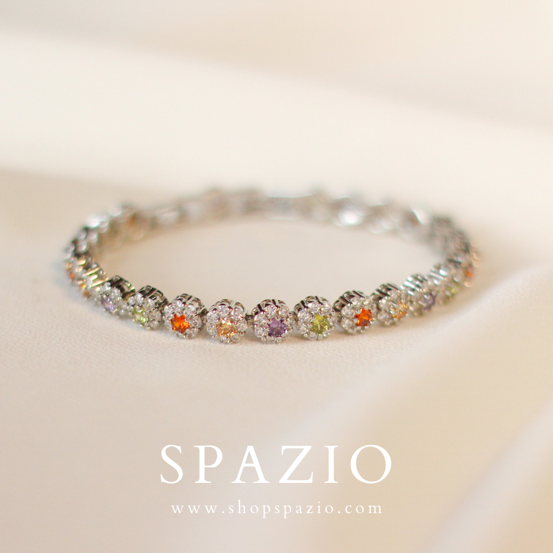 Sterling Blossom Bracelet-Multi Color