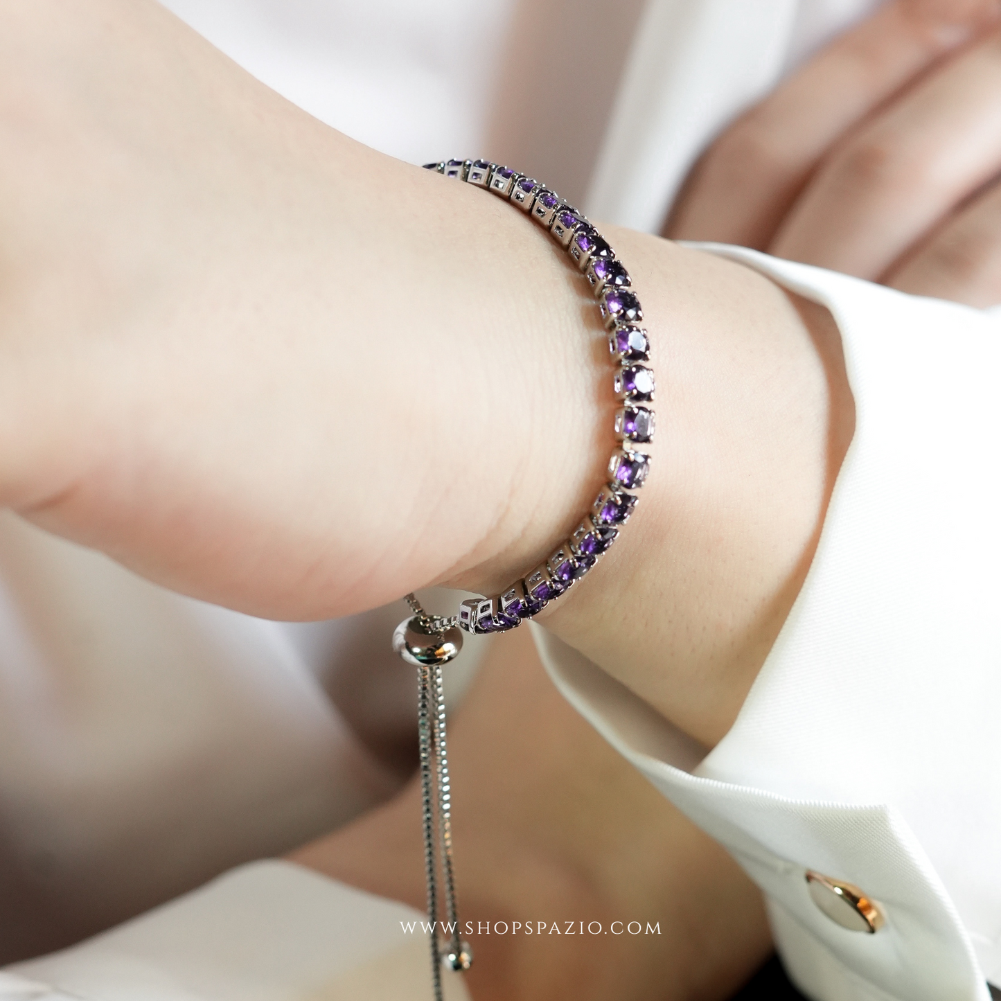 Purple Tennis Bracelet - Adjustable