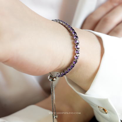 Purple Tennis Bracelet - Adjustable