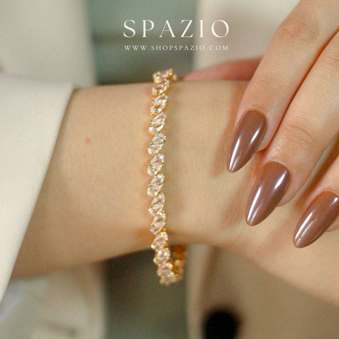 Golden Gleam Oval CZ Drop Bracelet