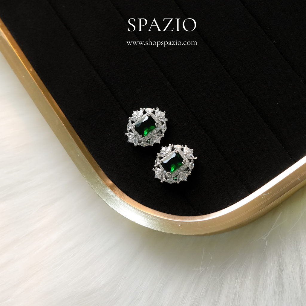 Heritage Ear Studs - Emerald Green