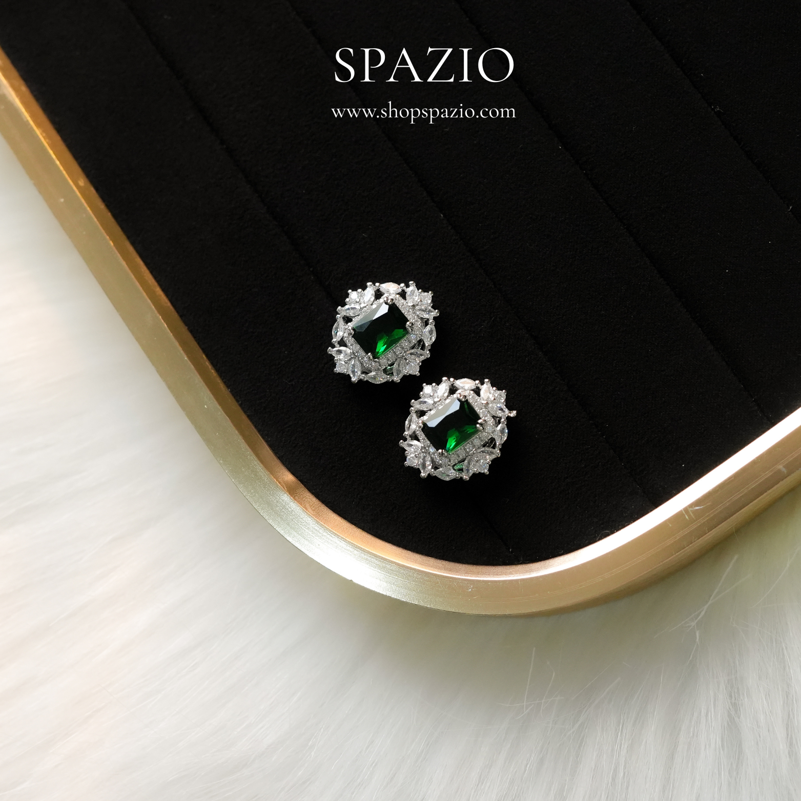 Heritage Ear Studs - Emerald Green