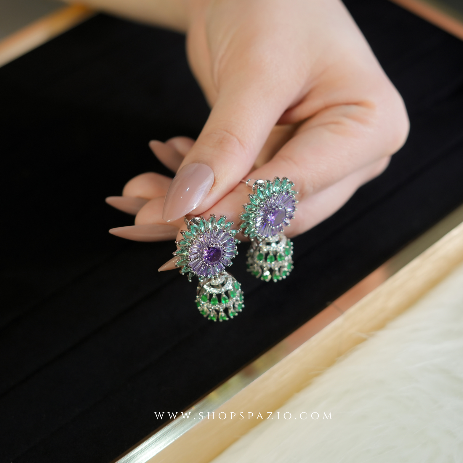 Royal CZ Jhumki Earrings