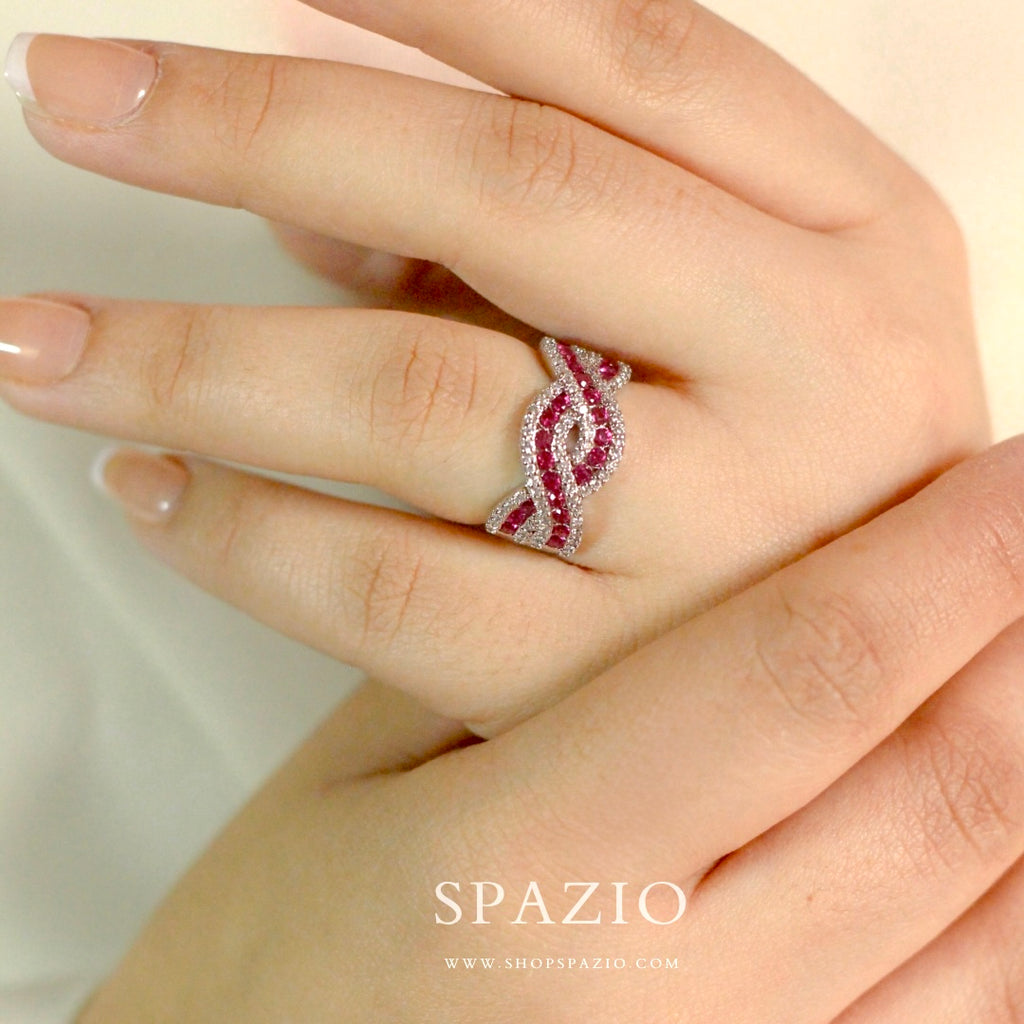 Rosé Swirl Ring-Adjustable