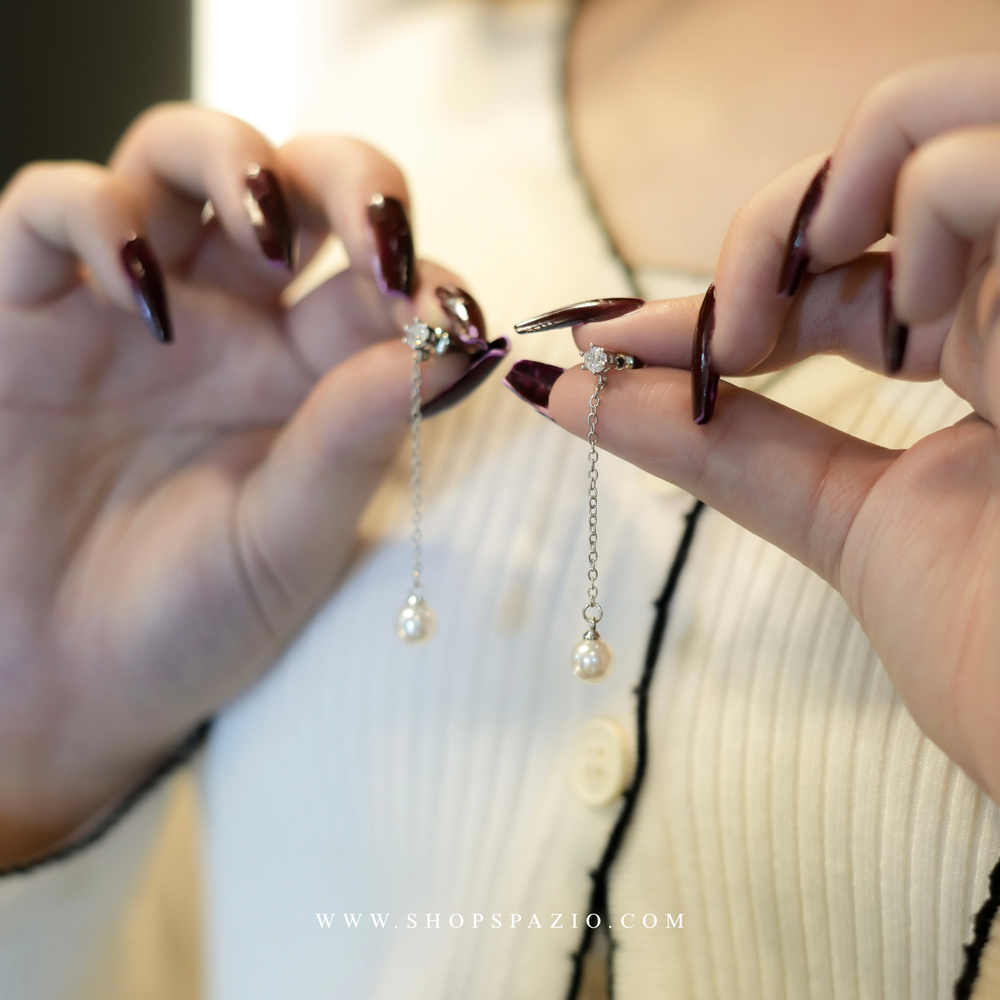 Pearl Drop Chain Earrings