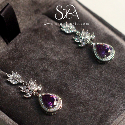 Purple Leaf Cascade Earrings