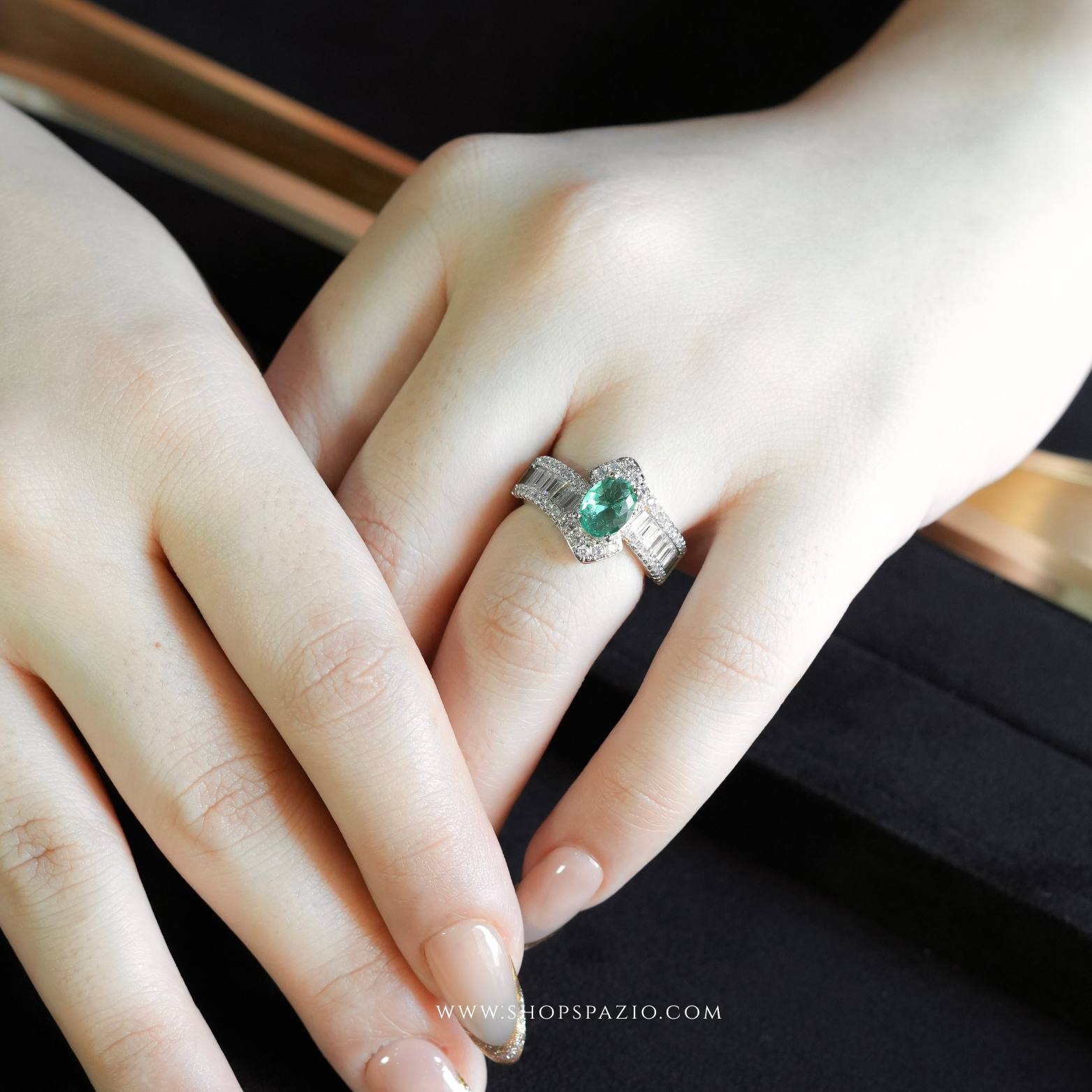 Aqua Whirl CZ Ring - Adjustable