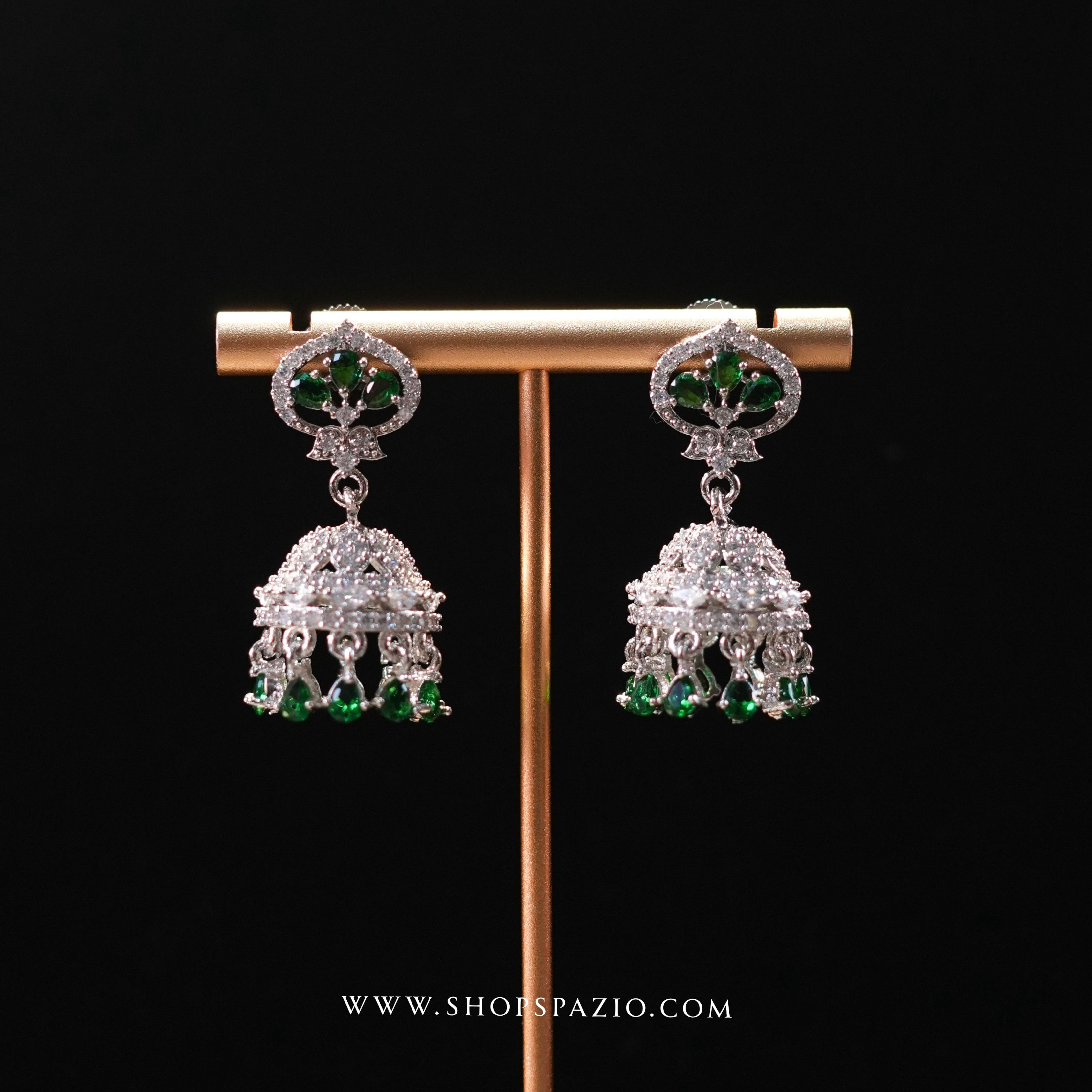 Emerald Mini Jhumki Earrings