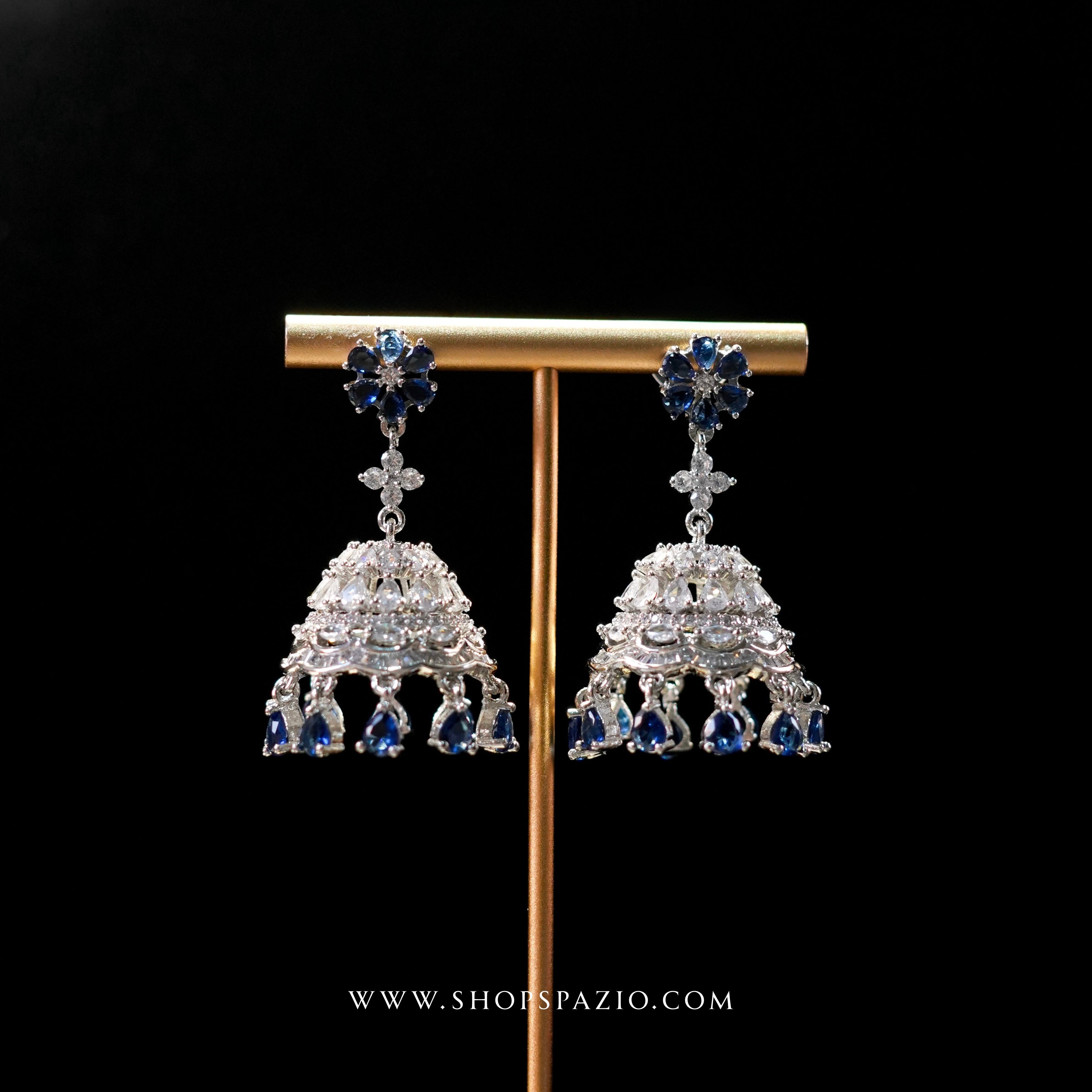 Noor Jhumki Earrings - Blue