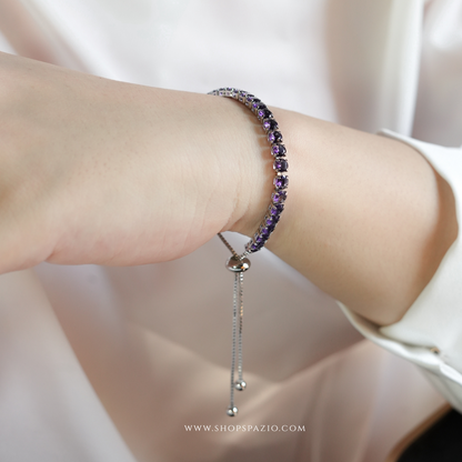 Purple Tennis Bracelet - Adjustable