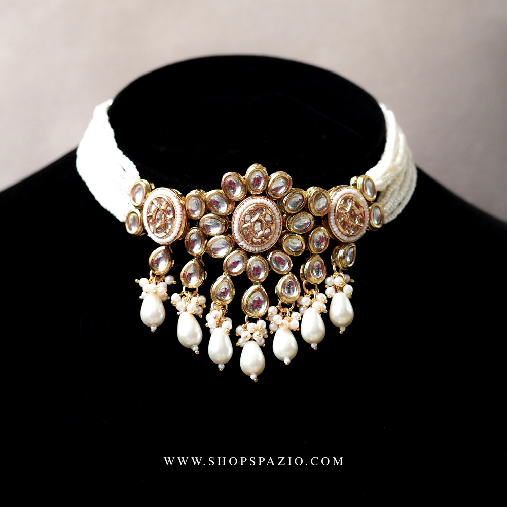 Kundan Choker Set - White