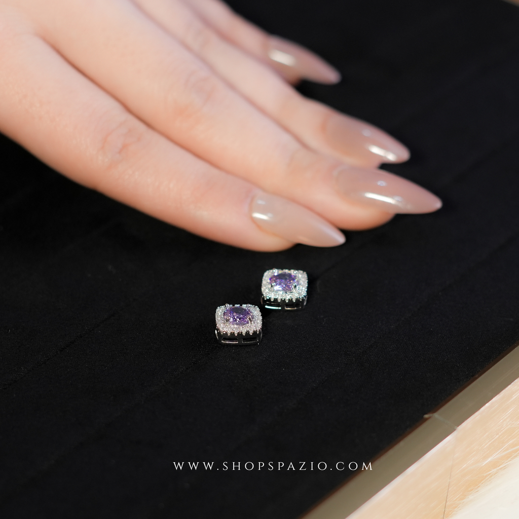 Violet Edge CZ Studs