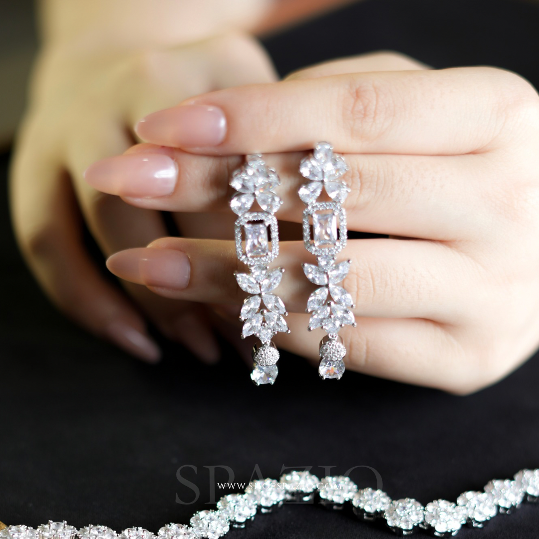 Silver Bloom Drop Earrings