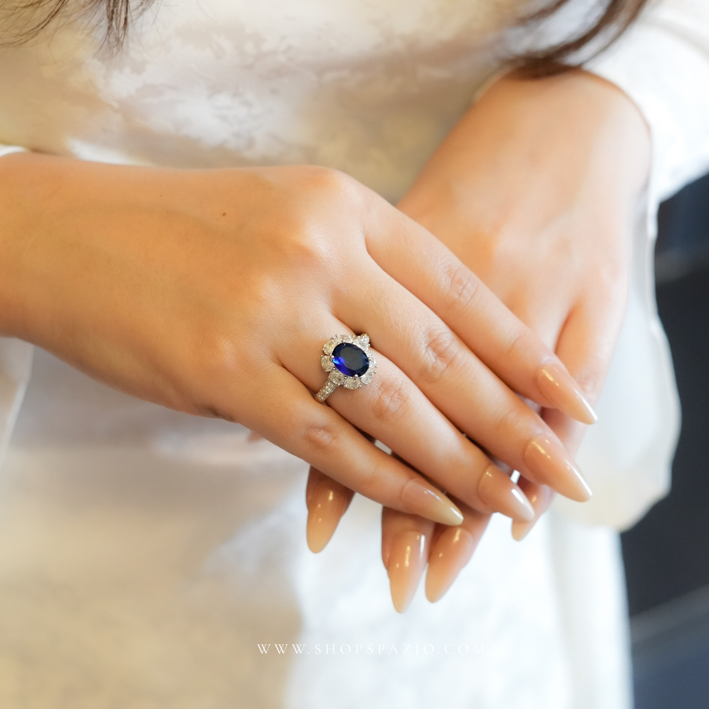 Azure Bloom CZ Ring - Adjustable