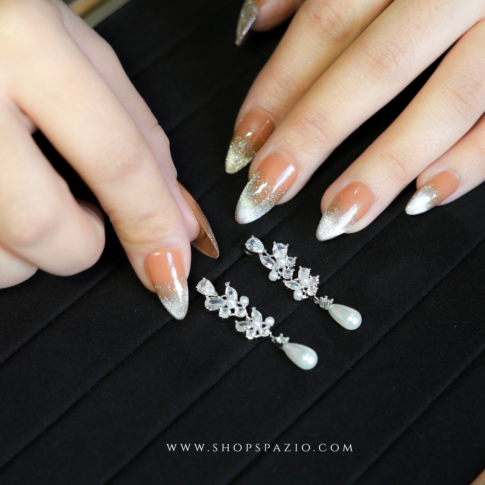 Teardrop CZ Pearl Earrings