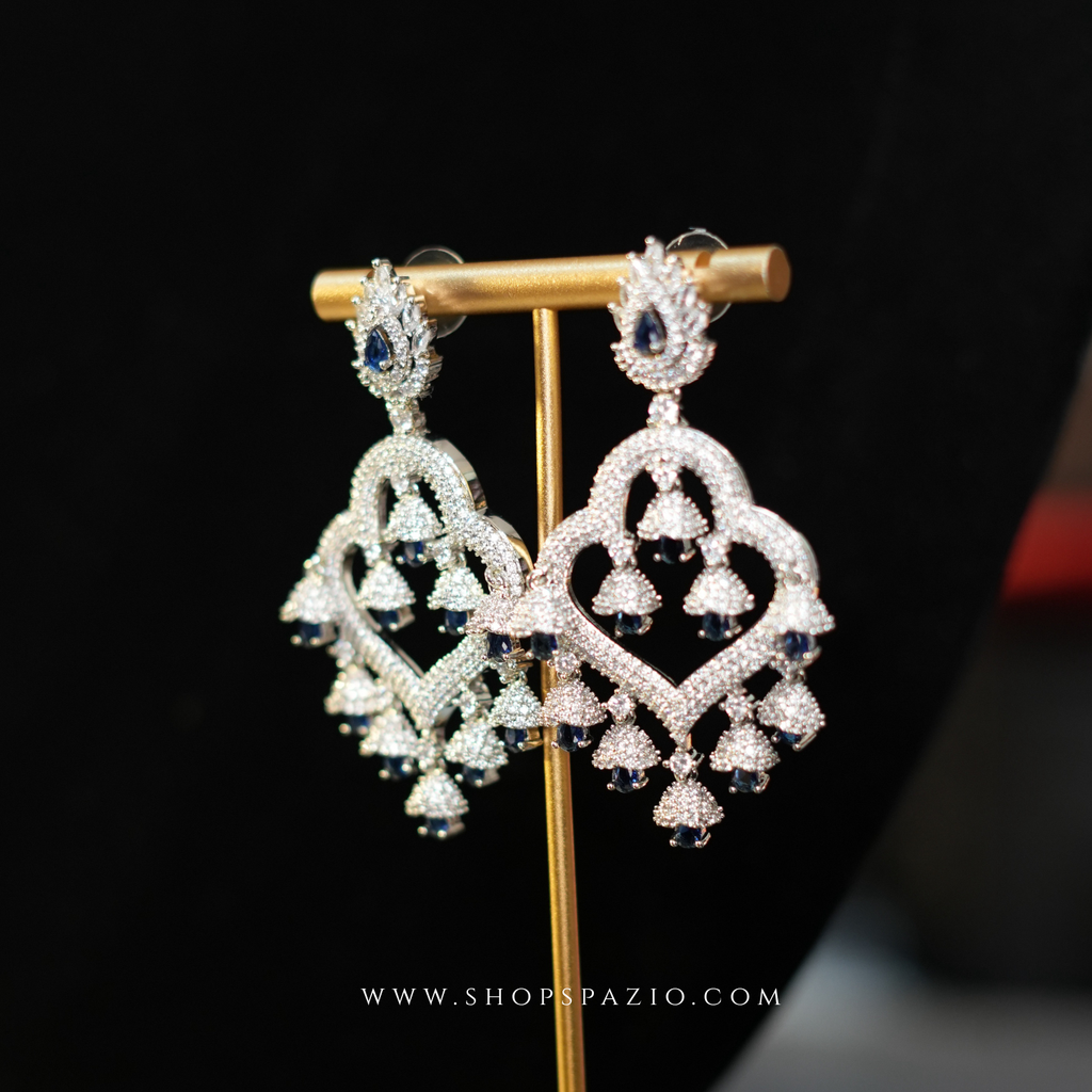 Zariya Chandbali Earrings - Blue