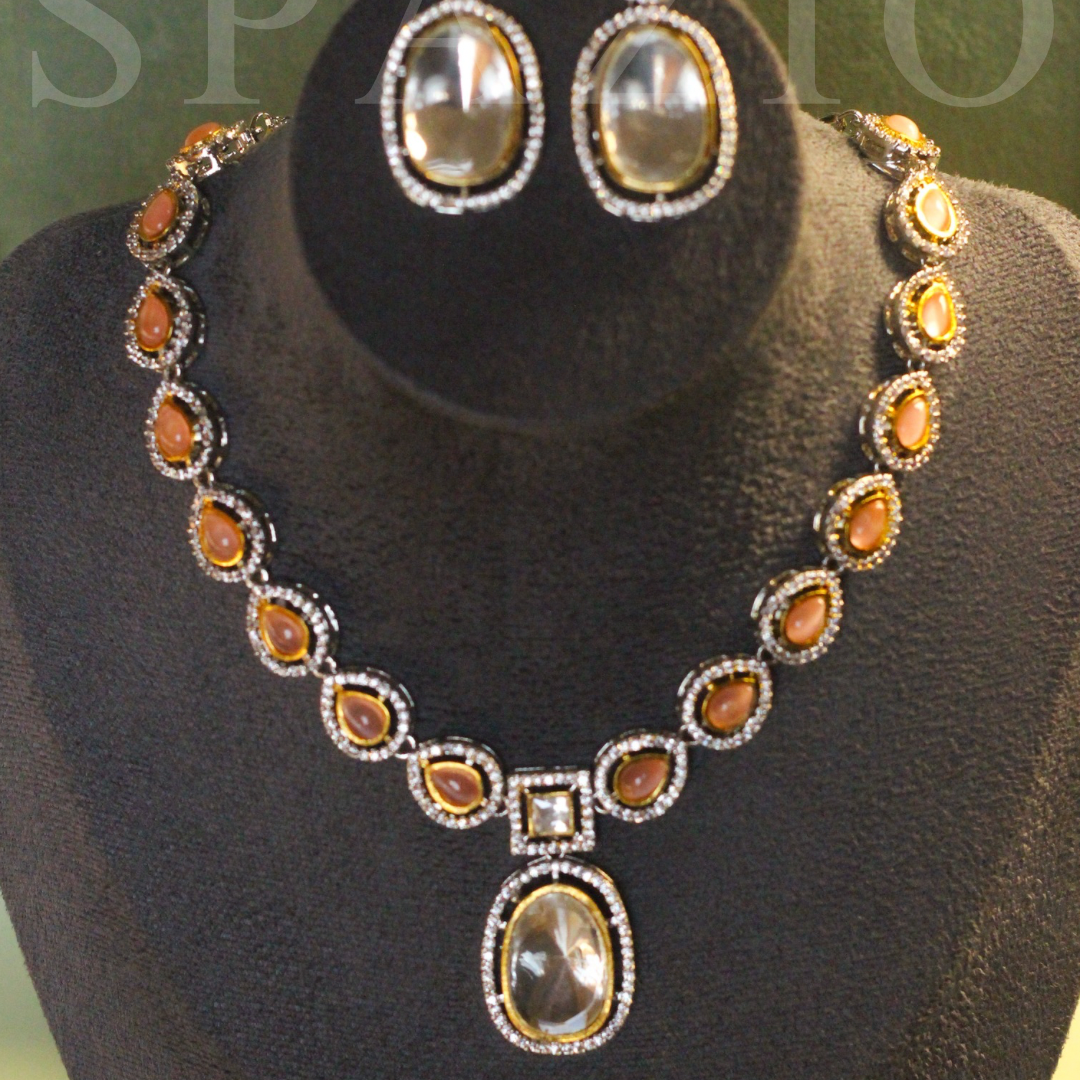 Royal Kundan Polki Set-Mustard