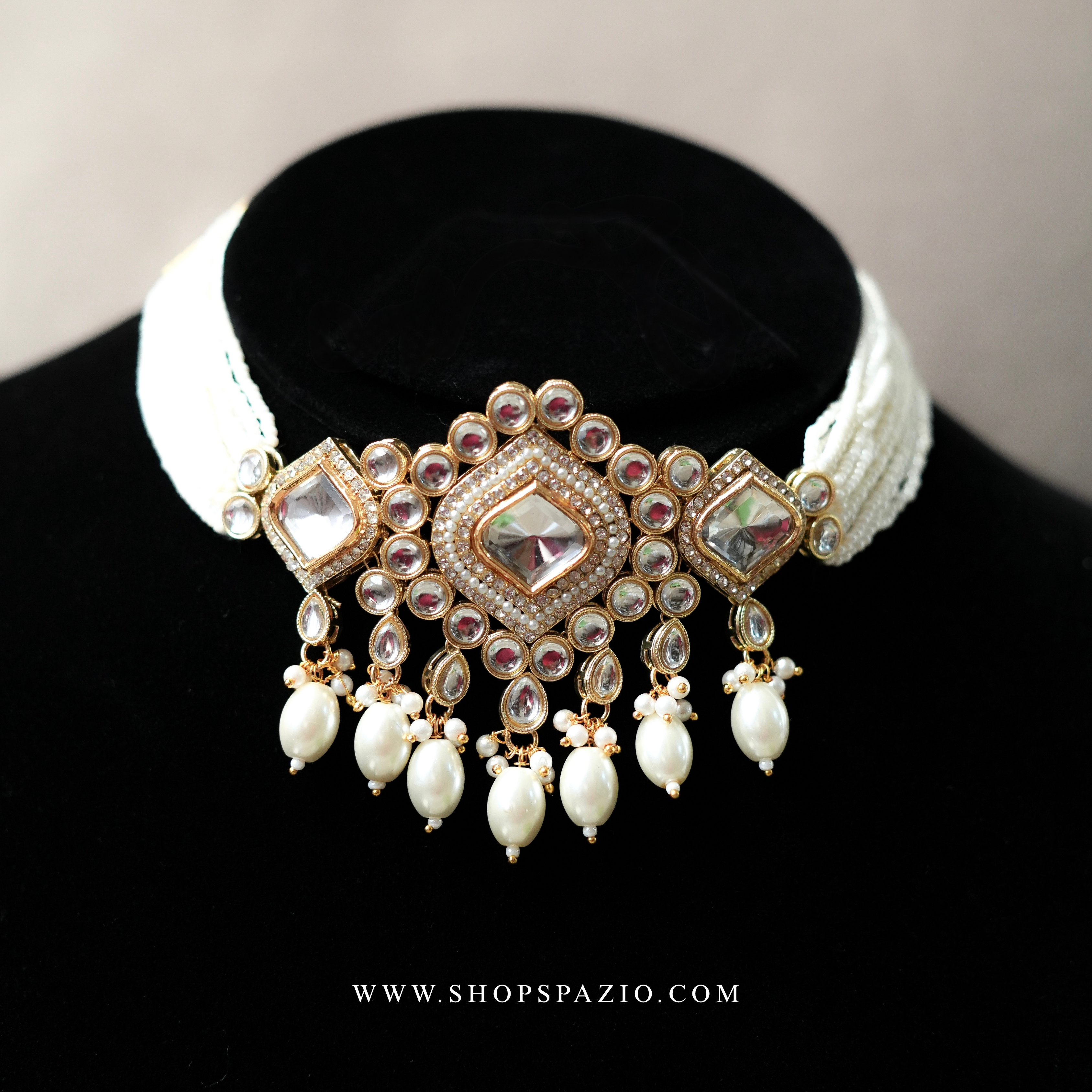 Meher Kundan Set - White