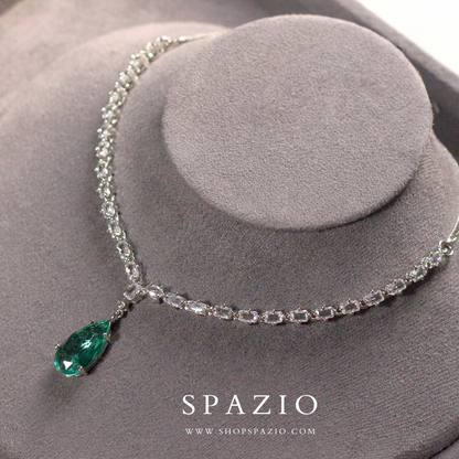 Minimal Teal Zircon Necklace Set
