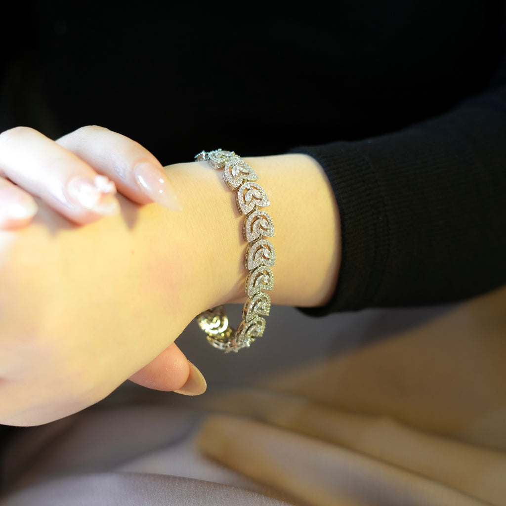 CZ Duo Leaf Bracelet