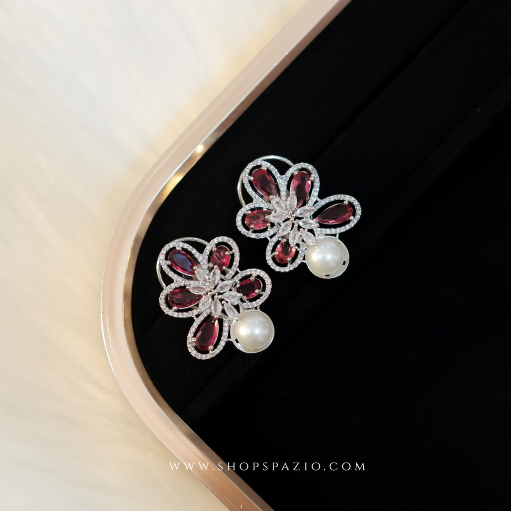 Petal Glow Earrings - Red