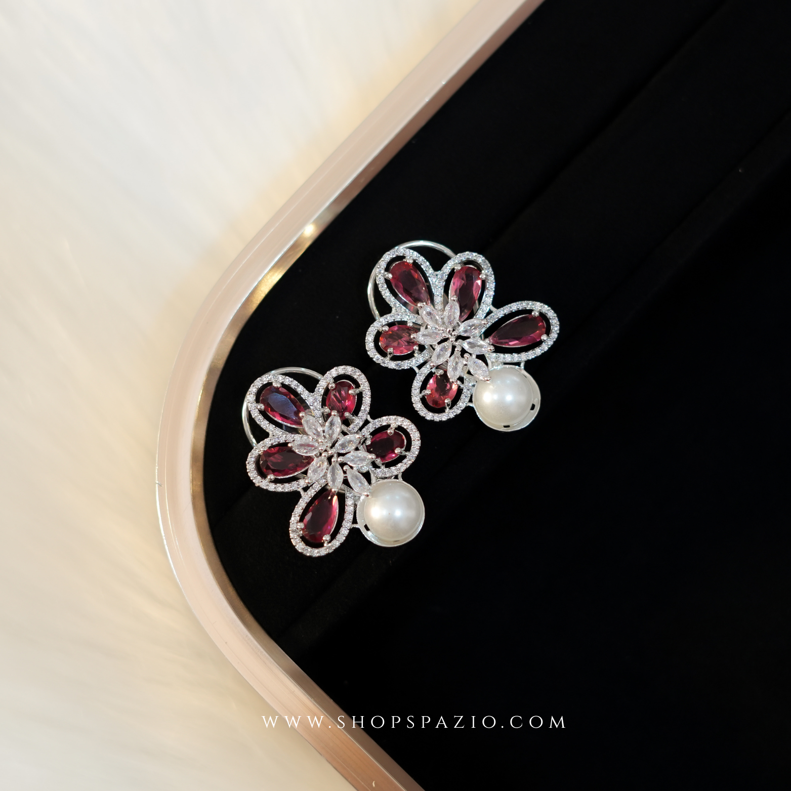 Petal Glow Earrings - Red