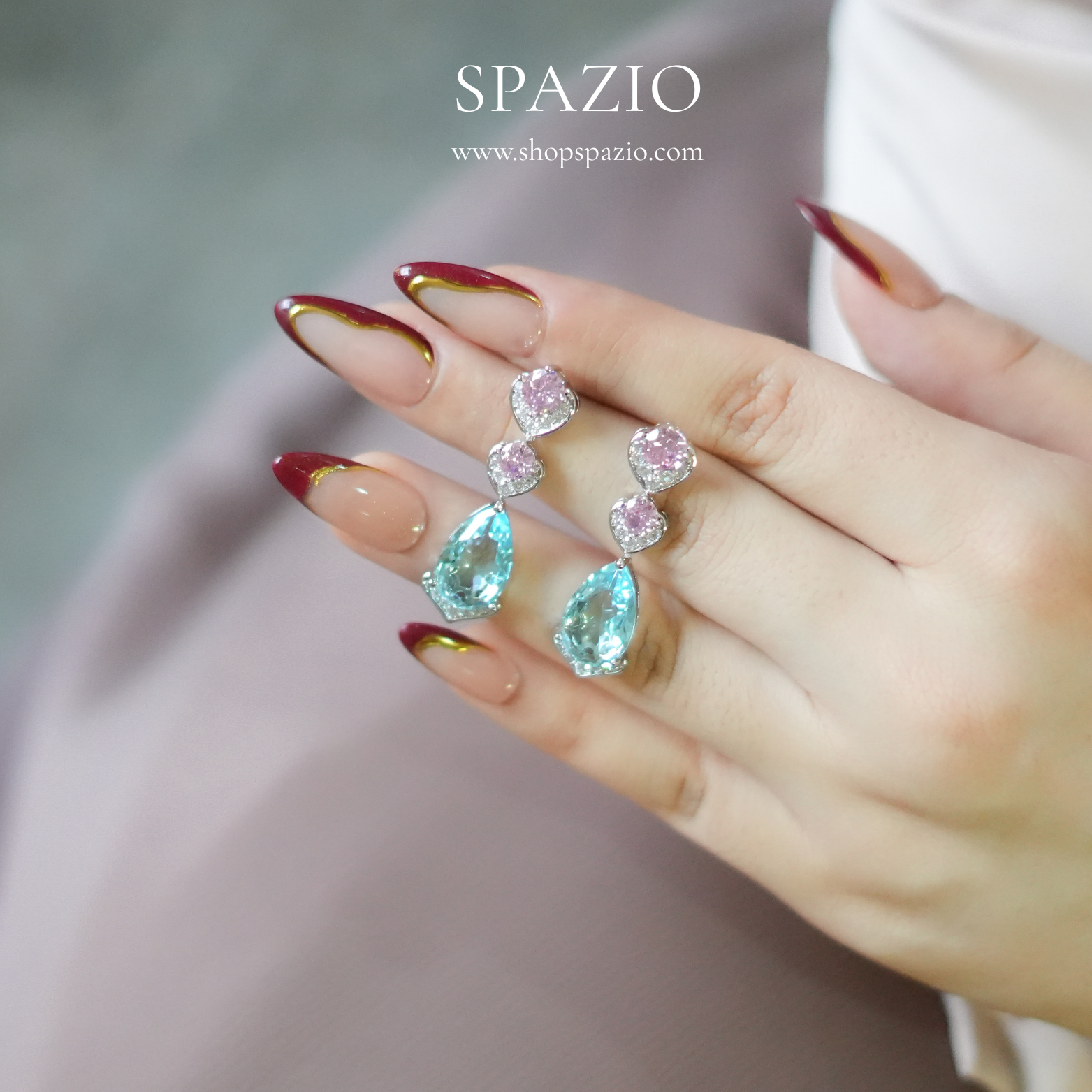 Azure Drop Zircon Earrings