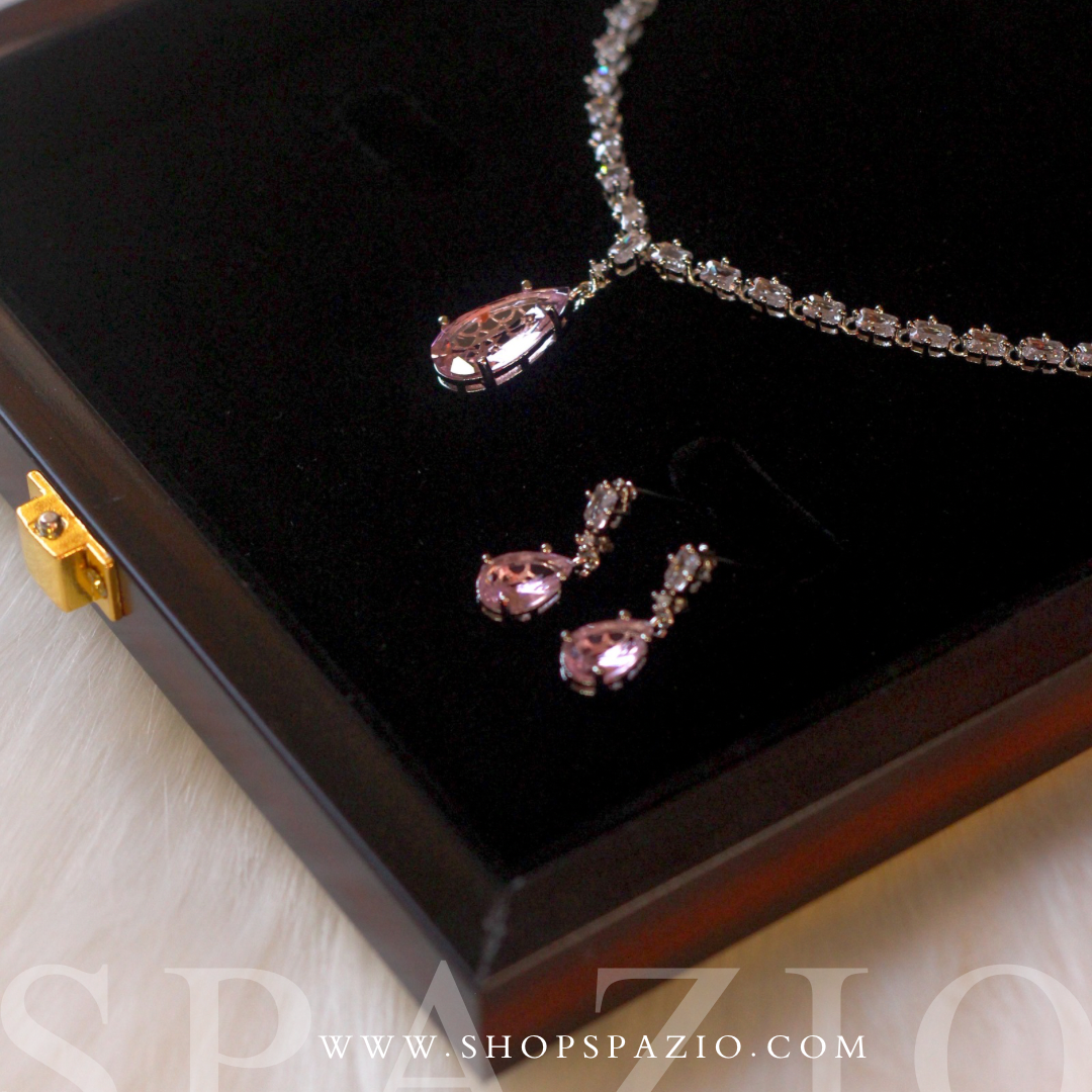 Minimal Pink Zircon Necklace Set