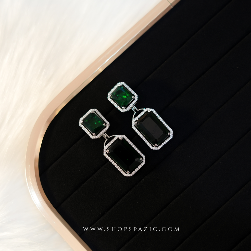 Prisma Duet Earrings - Emerald Green