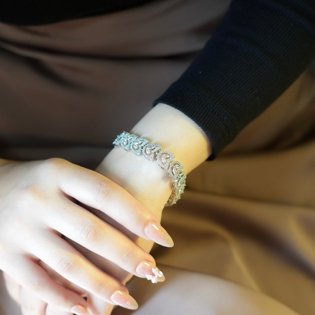 CZ Duo Leaf Bracelet