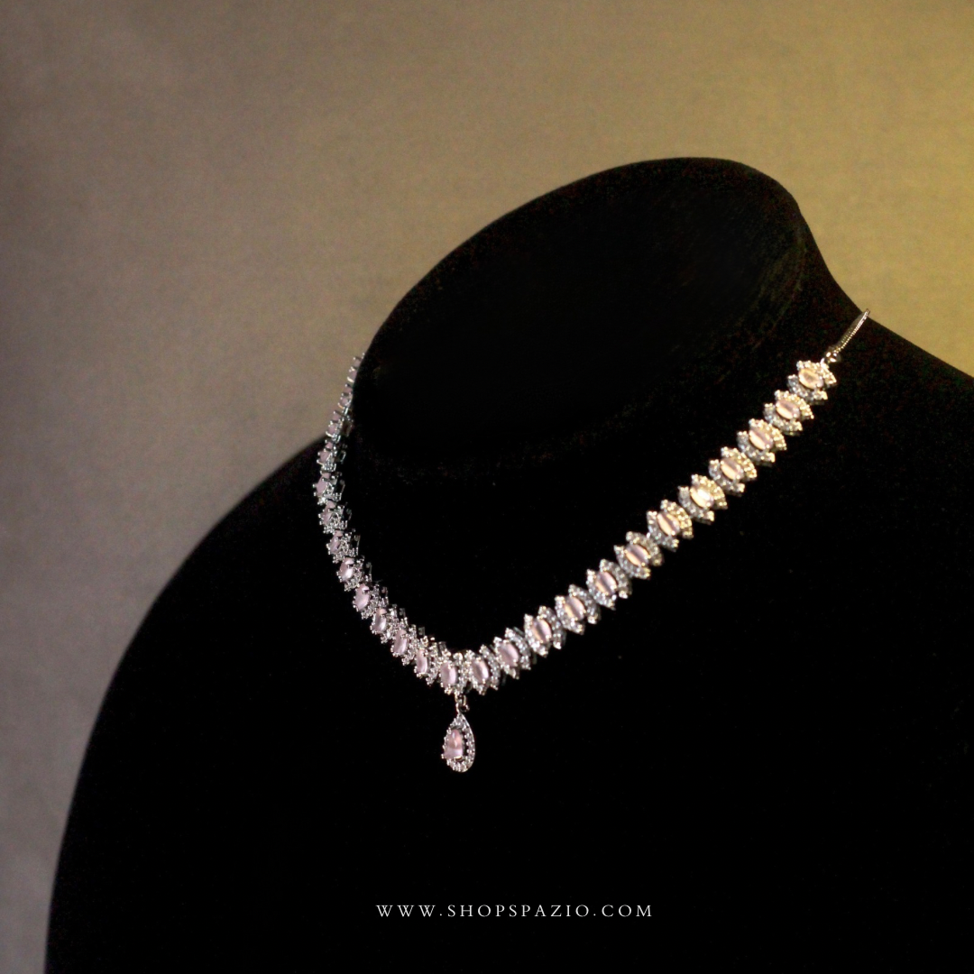 CZ Grace Necklace Set-Pink