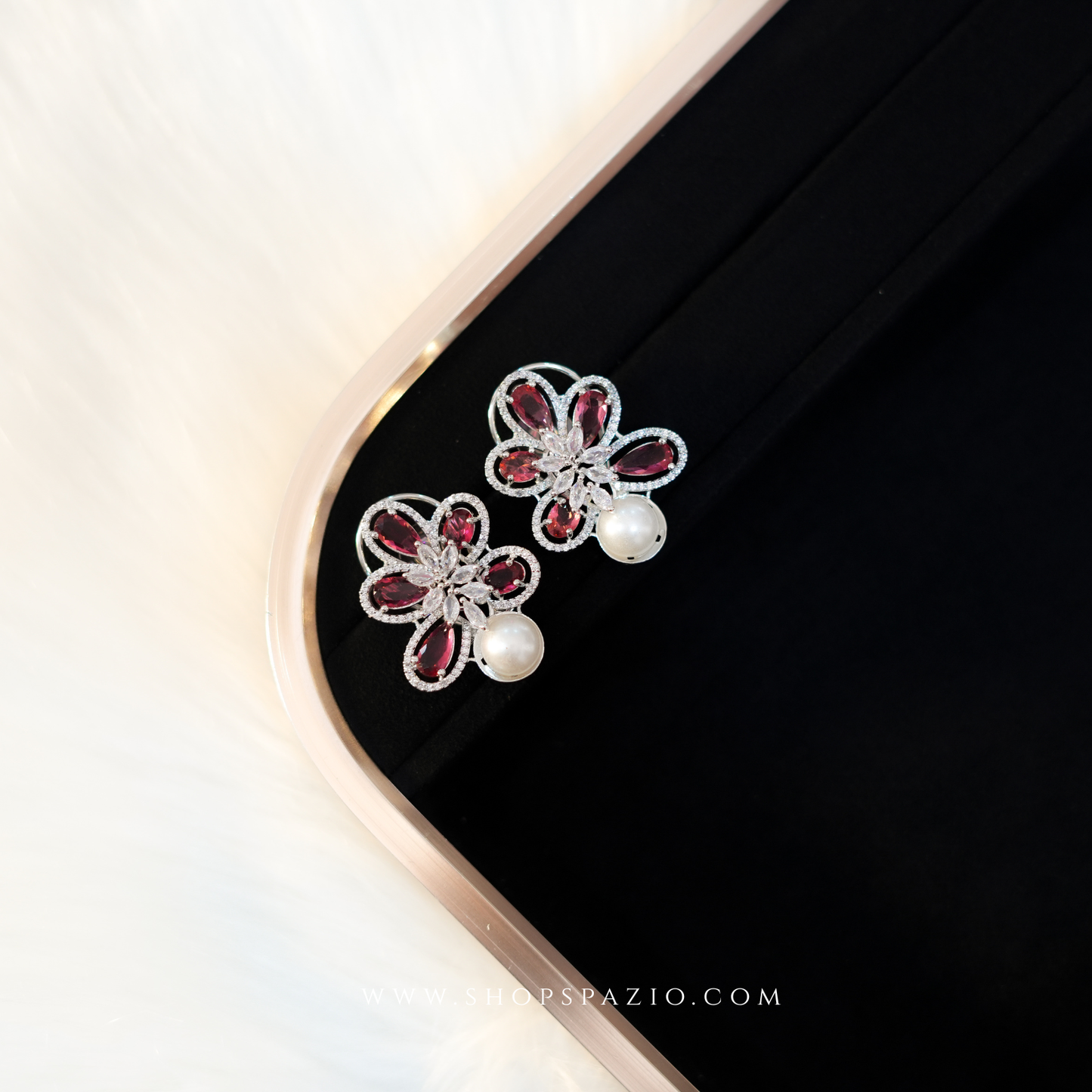 Petal Glow Earrings - Red