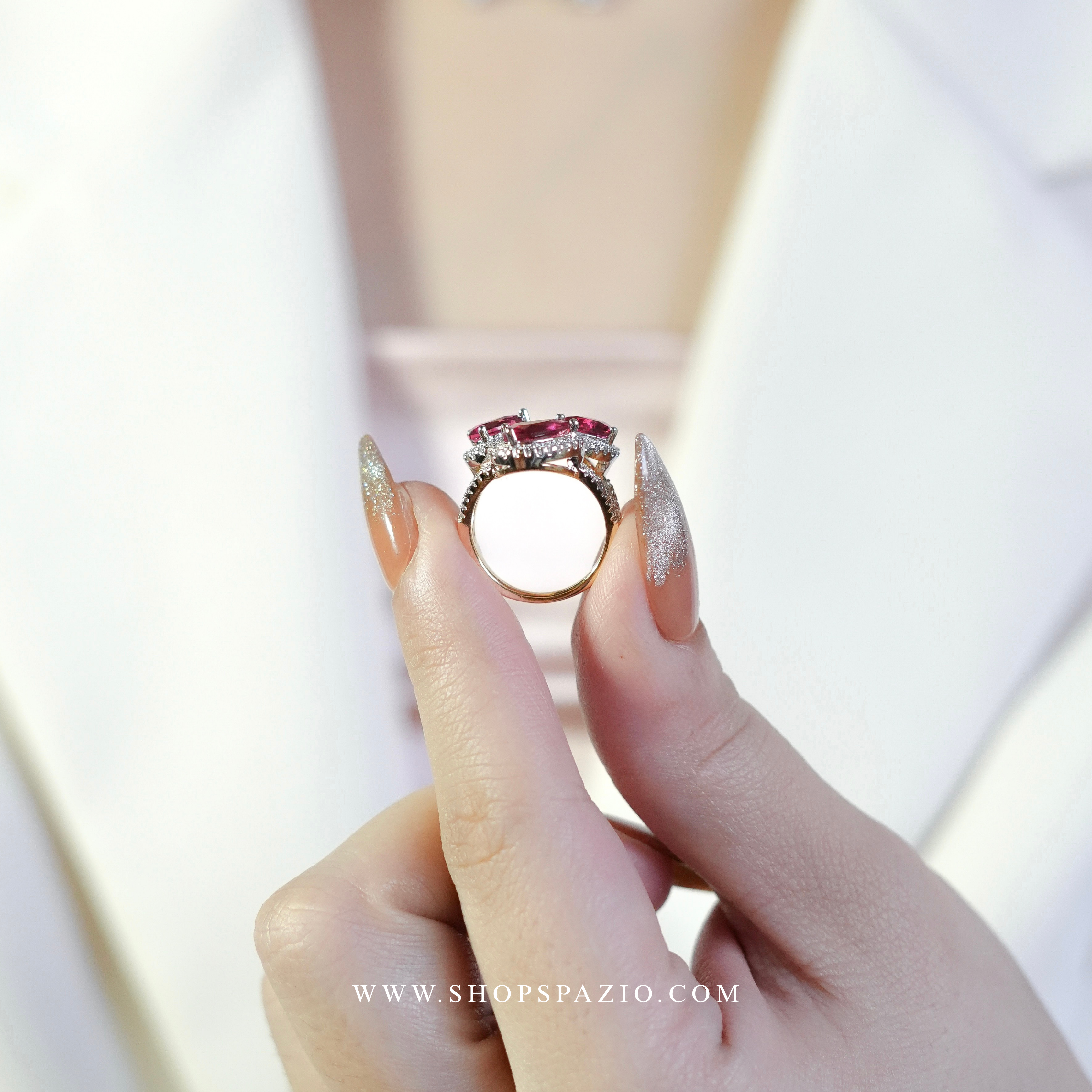 Crimson Trio CZ Ring