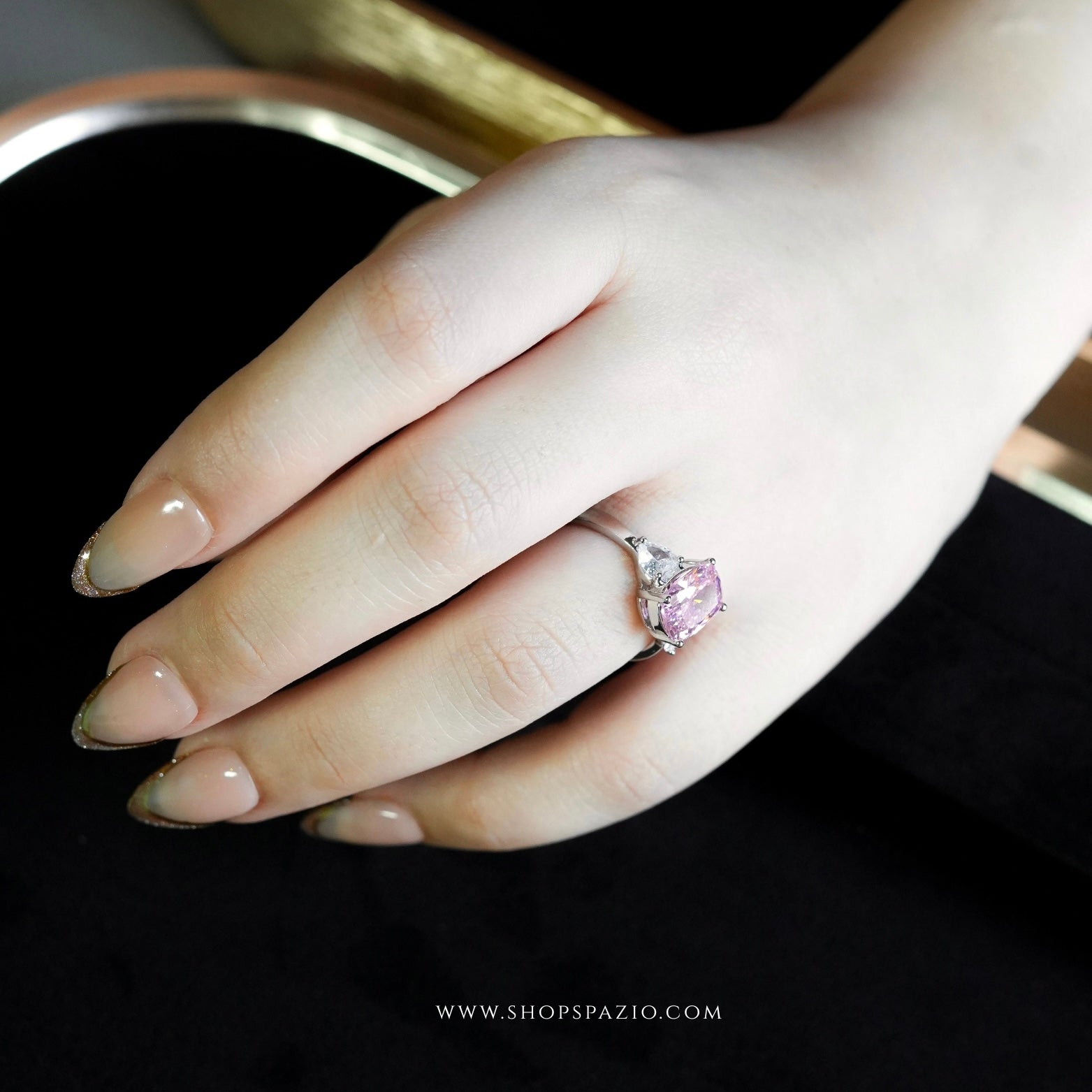 CZ Blush Whisper Ring - Adjustable