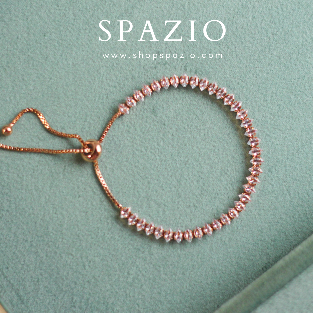 Diamond Cut Adjustable Bracelet-Rose Gold