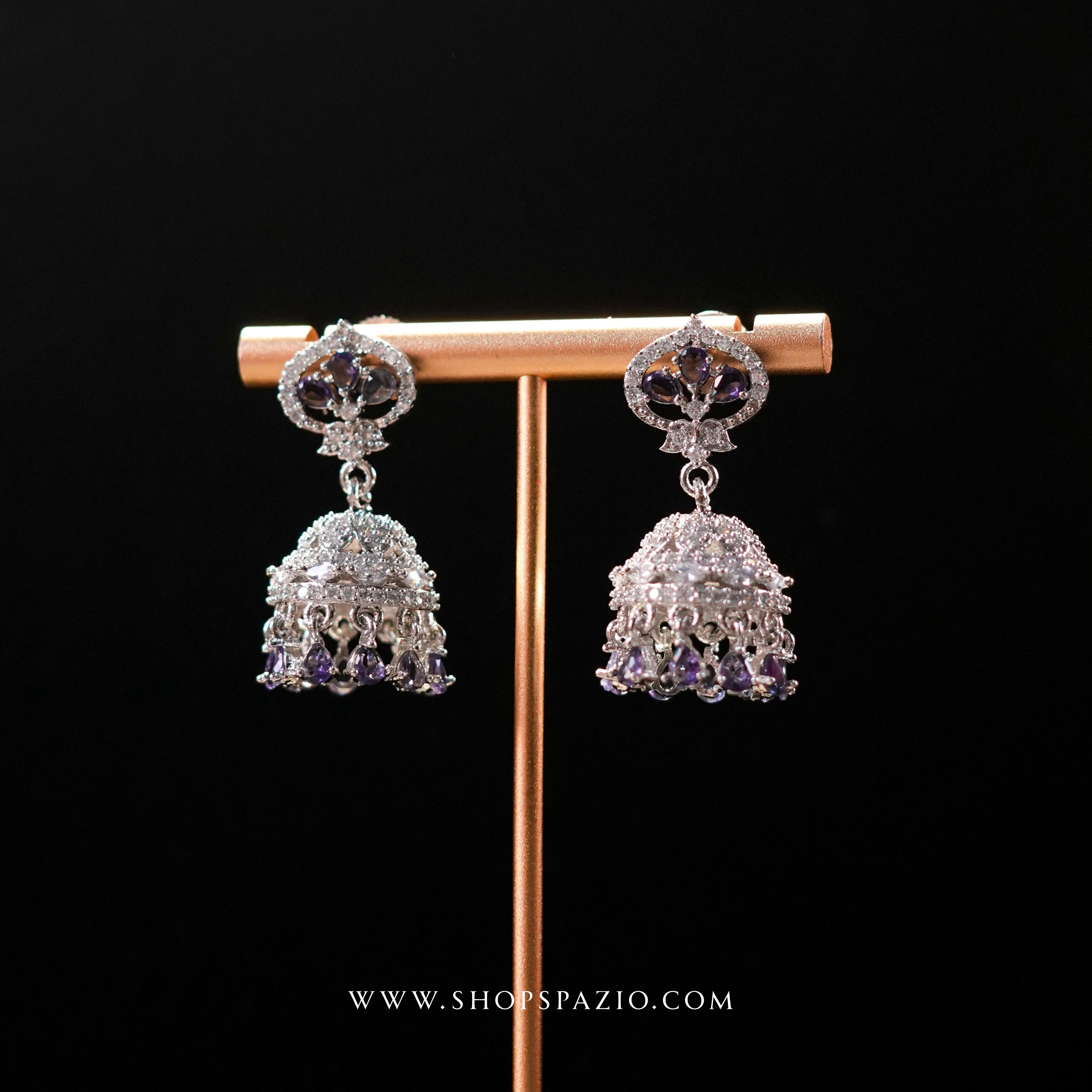 Purple Mini Jhumki Earrings
