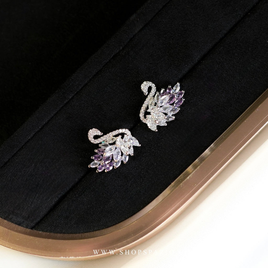 Purple Swan Earstuds