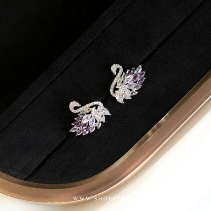 Purple Swan Earstuds