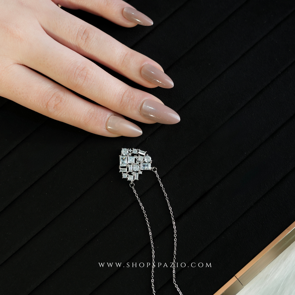 CZ Squares Heart Pendant