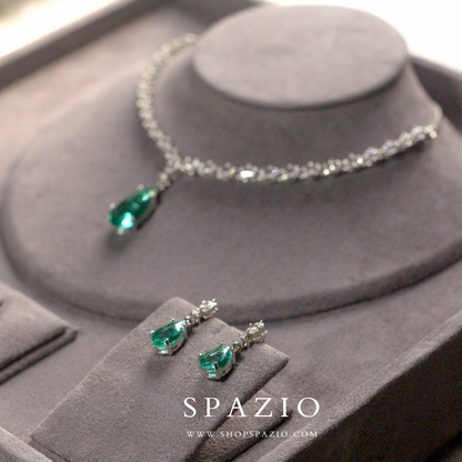 Minimal Teal Zircon Necklace Set