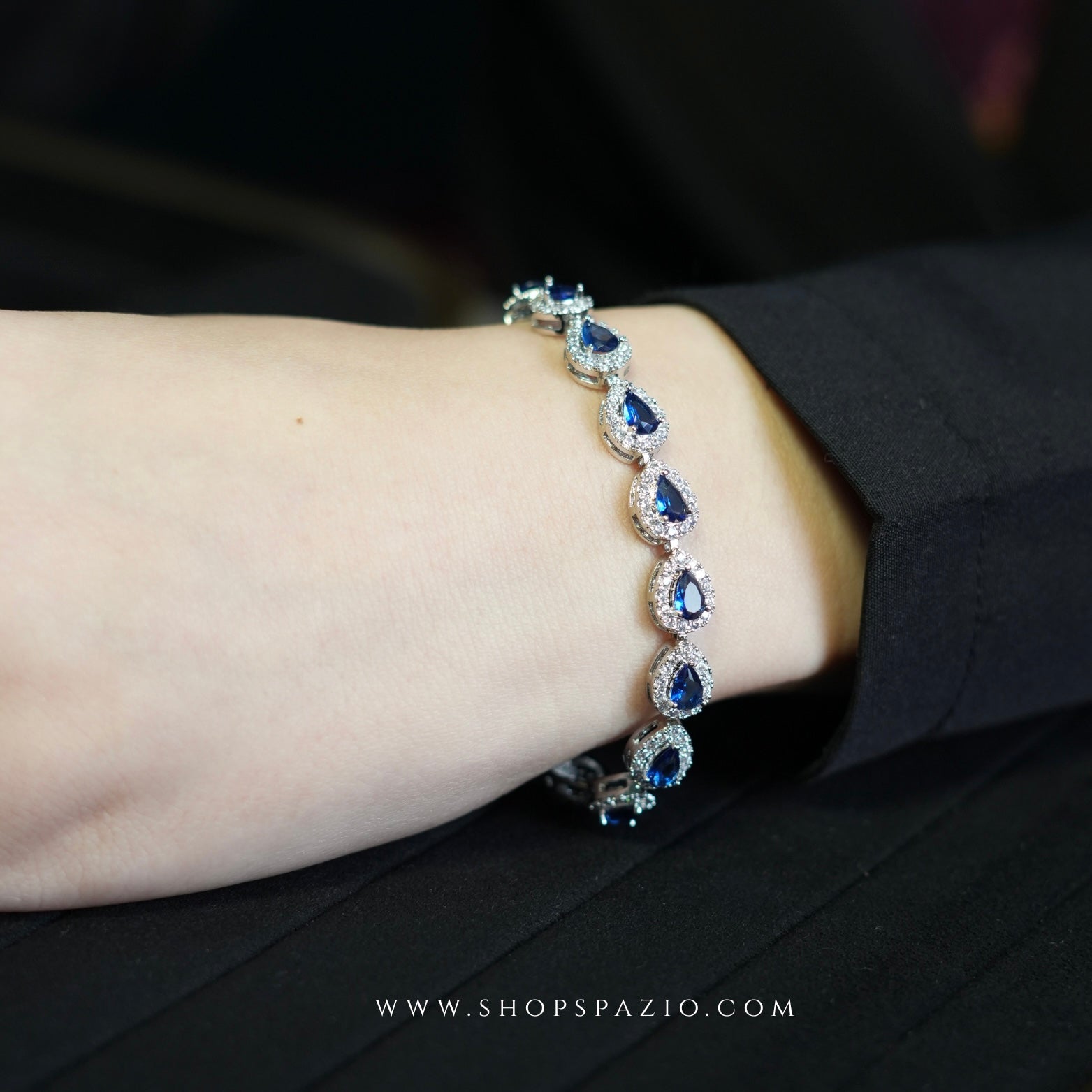 Blue Sapphire Halo Bracelet
