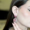 Crimson Bloom CZ Earrings