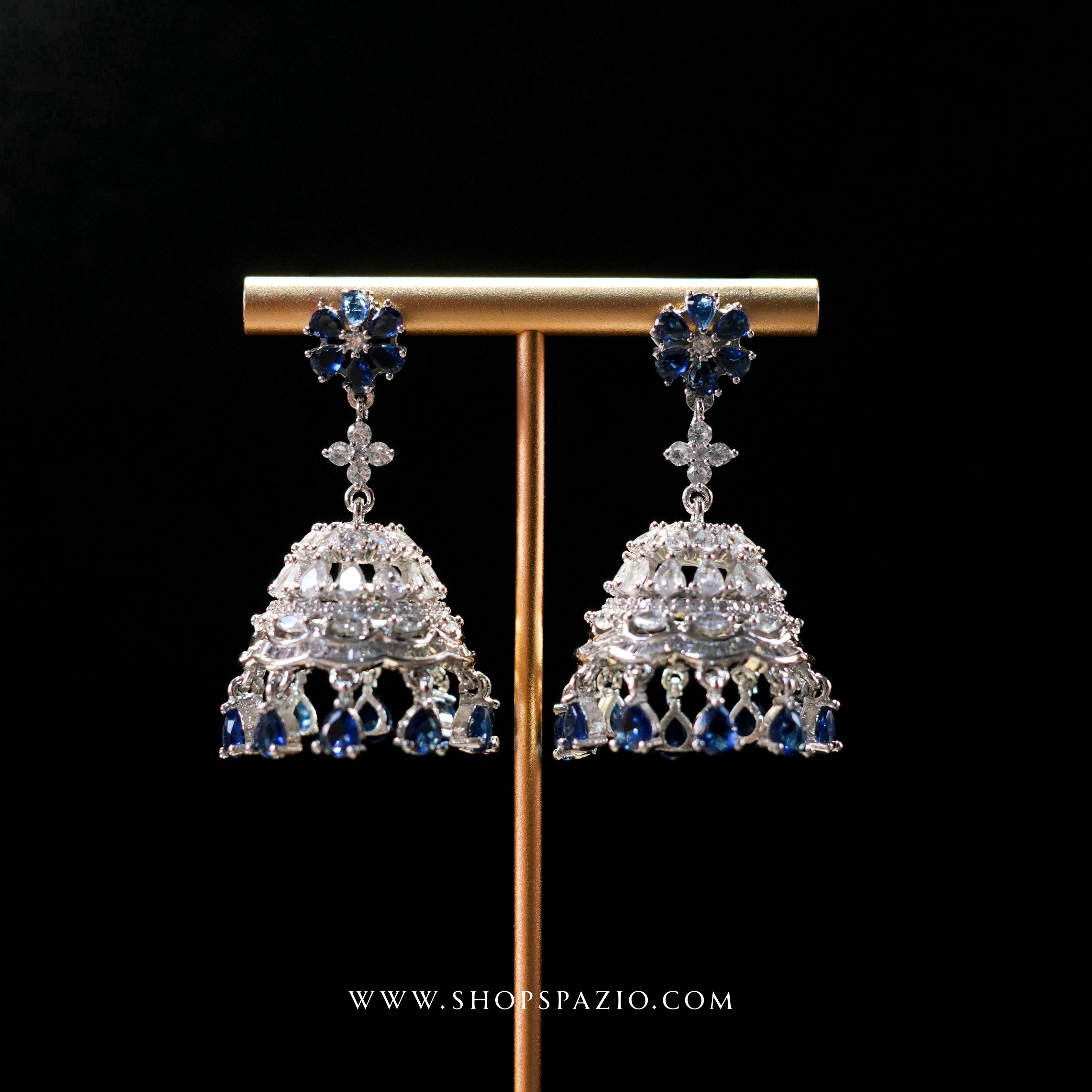 Noor Jhumki Earrings - Blue